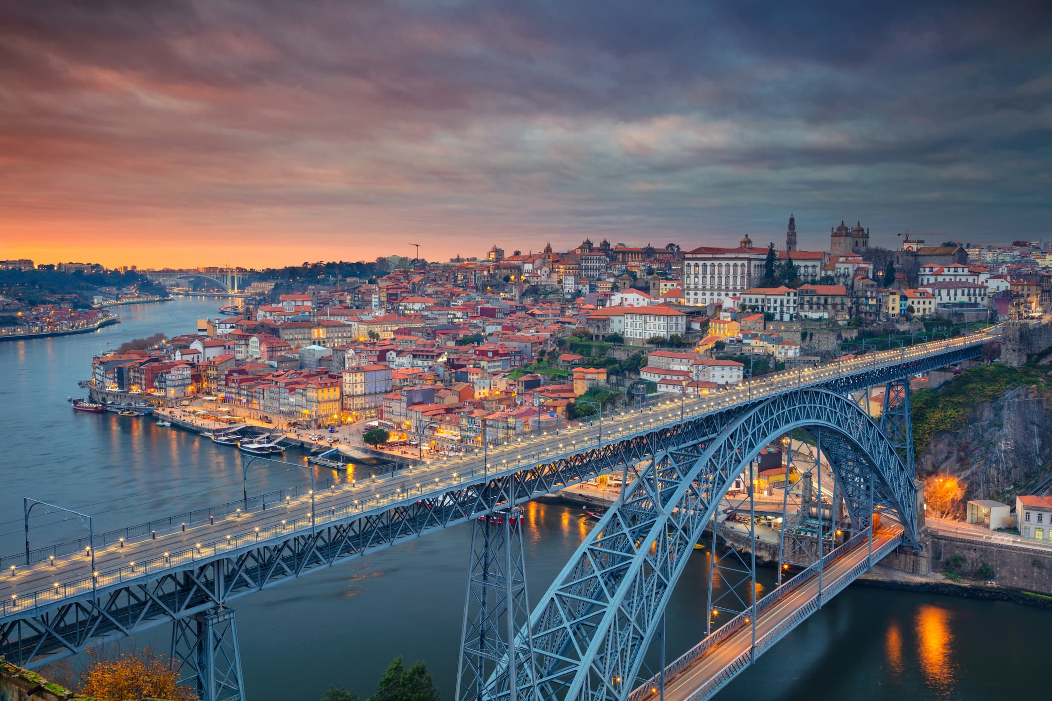 An aerial view of Porto, Portugal. The country has made a rapid transition to renewable energy.